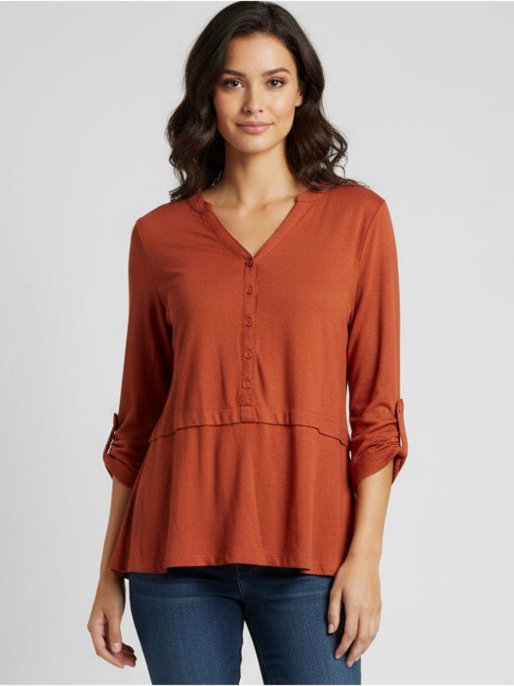 Cupio Lace-Trim Top in Rust